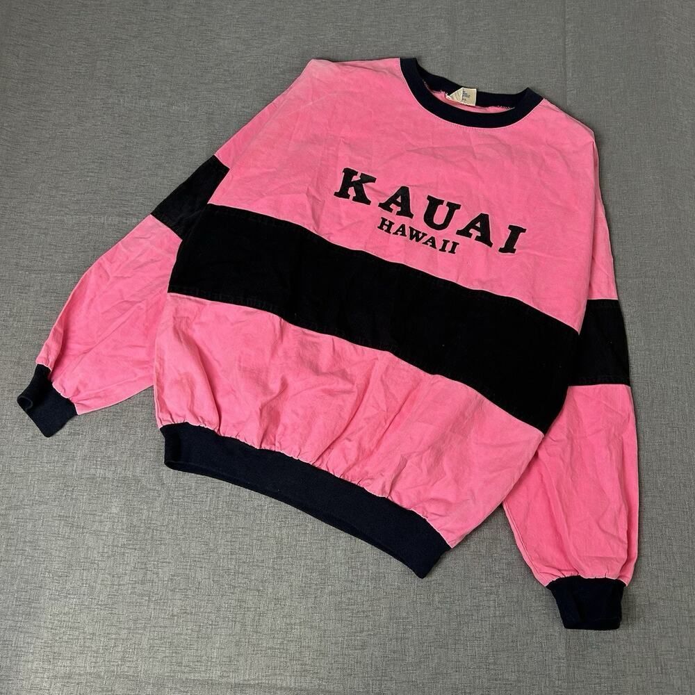 Vintage Kauai 80’s Pink Hawaii Oversized Crewneck/Tee L